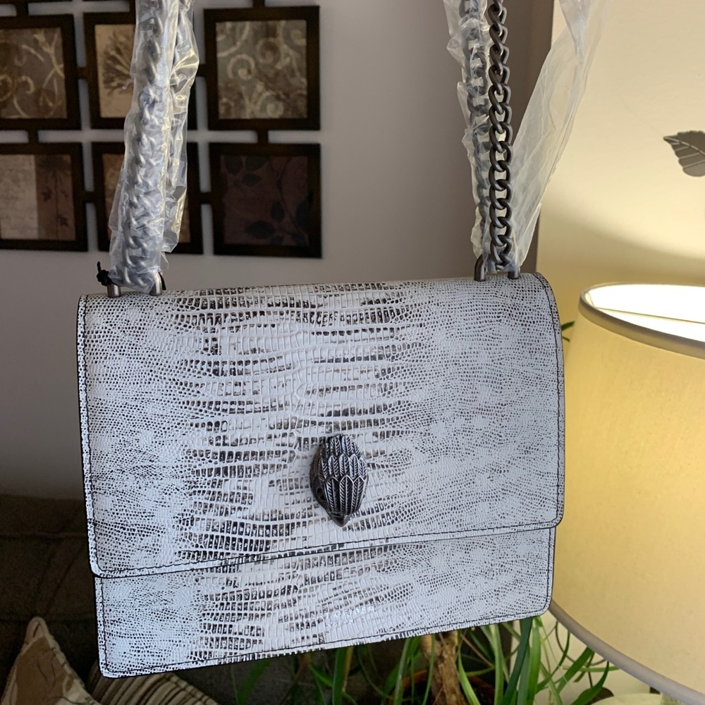 SOLD⛔️Authentic KURT GEIGER LONDON Lizard embossed leather medium flap Crosby - Picture 7 of 15